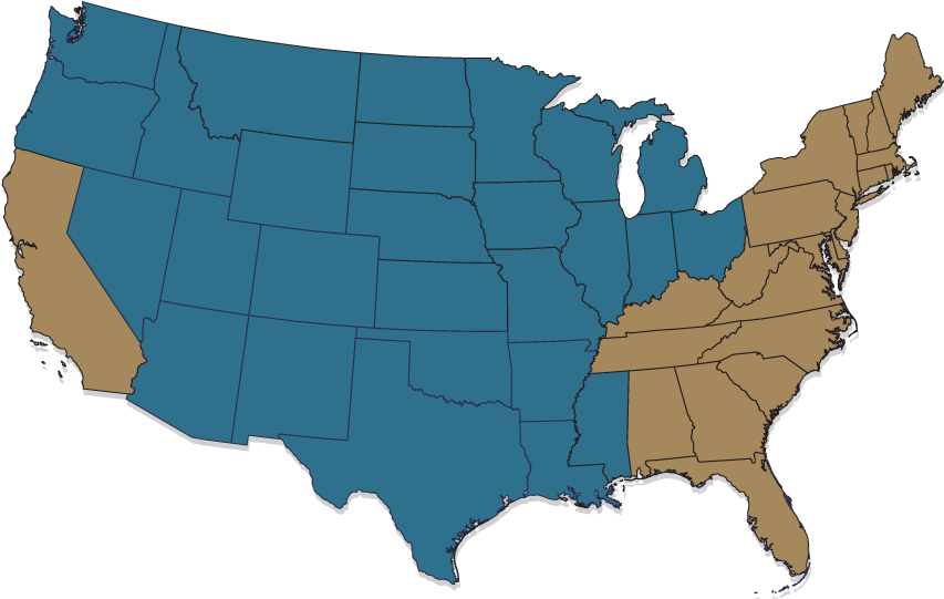 Map for States where Rose Waldorf Defends Product Warranties